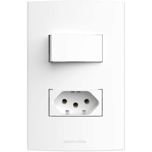 Interruptor Simples com Tomada 10 A e Placa Stylus